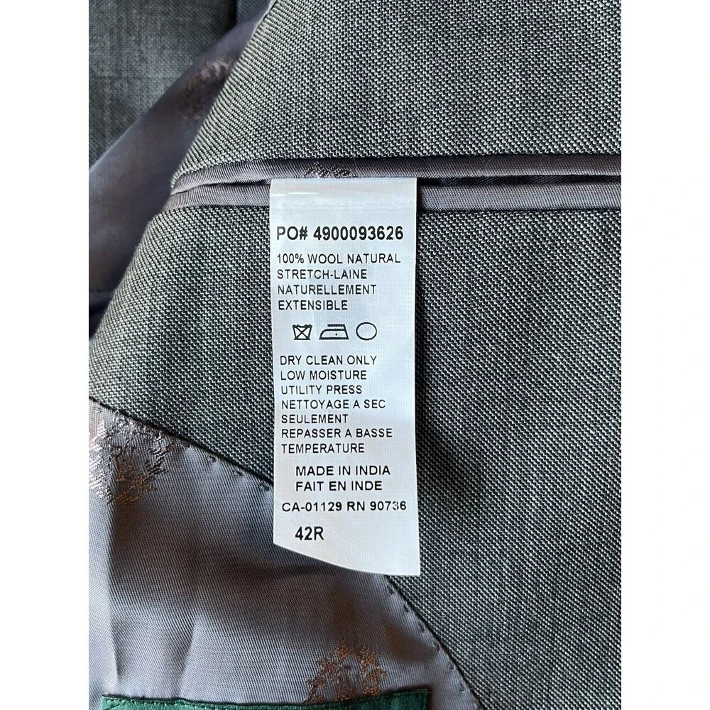 Lauren Ralph Lauren Grey 100% Wool Blazer Sport Coat Canada Made Size 42S